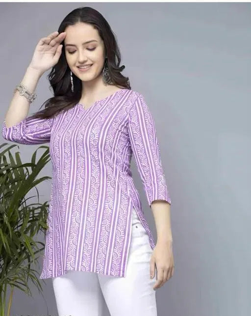 Lavender Short Kurti, Stylish Women's Pure Cotton kurti