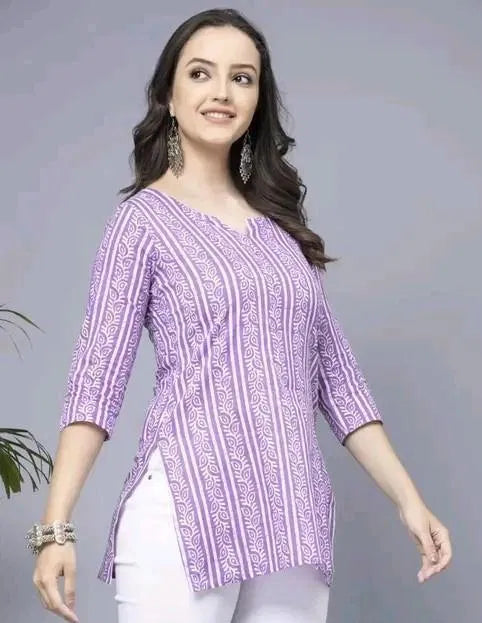 Lavender Short Kurti, Stylish Women's Pure Cotton kurti