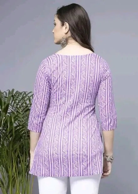 Lavender Short Kurti, Stylish Women's Pure Cotton kurti