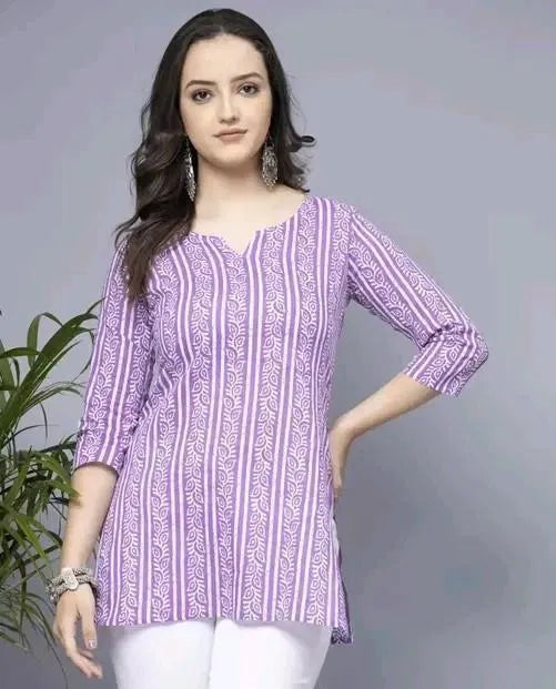 Lavender Short Kurti, Stylish Women's Pure Cotton kurti